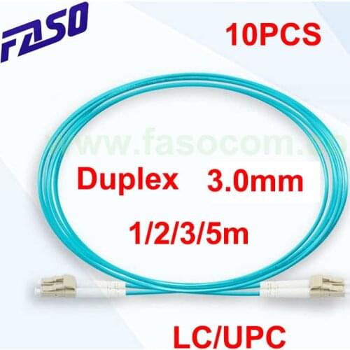 10PCS/Pack MM OM3 Optical Fiber Optic Patch Cord LC/UPC To LC/UPC Duplex 2.0mm Jumper Fiber Optical Patch Cable