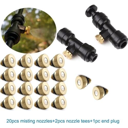 E128 ENTENCO UNC10-24 Female Thread Nozzle Misting Tees 1/4'' Quick Pushing Nozzle Seat with Low Pressure Misting Nozzles