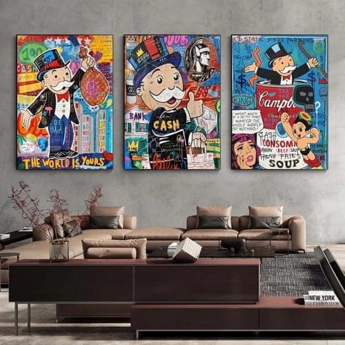 Graffiti Art Alec Monopoly THE WORLD IS YOURS Paintings on The Wall Art Canvas Posters and Prints Wall Art Picture Home Decor