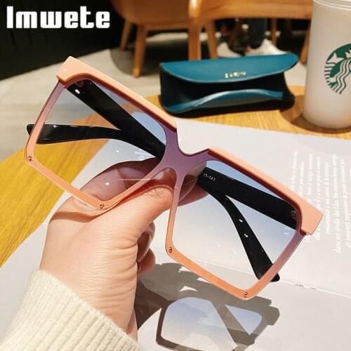 Imwete 2021 Trend Square Sunglasses Women Vintage Oversized Sun Glasses Men Brand Designer Fashion Outdoor UV400 Colored Glasses