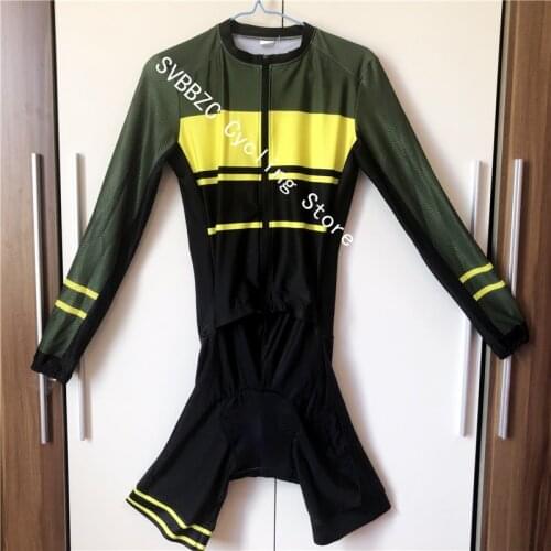 Men Triathlon Suit One Piece Long sleeve Cycling Jersey Men Cycling Skinsuit Jumpsuit Maillot Cycling Ropa ciclismo set 5 colors