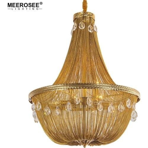 Creative Design Crystal Chandelier Aluminum Chian Suspension Drop Lustre Lamp Crystal Hanging Light for Living room Hotel Cafe