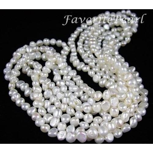 Favorite Pearl Necklace White Color 100 inches 7-8mm Genuine Baroque Freshwater Pearl Long Necklace Fashion Women Gift Jewelry