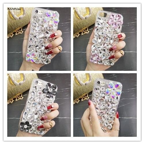 3D Bling Rhinestone Crystal Diamond Flower Soft Back Phone Case Cover For Huawei P8 P9 P10 P20 P30 PLUS LiTE Mate10 20 Pro Lite