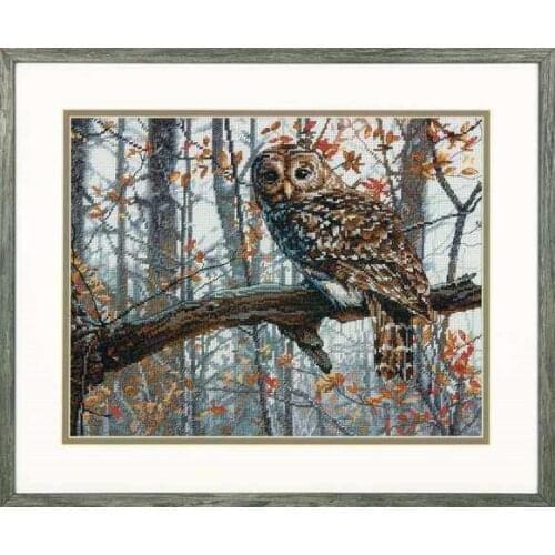 Wise Owl on Branch Animal Sewing Top Kit Quality Embroidery Needlework 14CT Unprinted Art Cross Stitch Kits DIY Handmade Decor