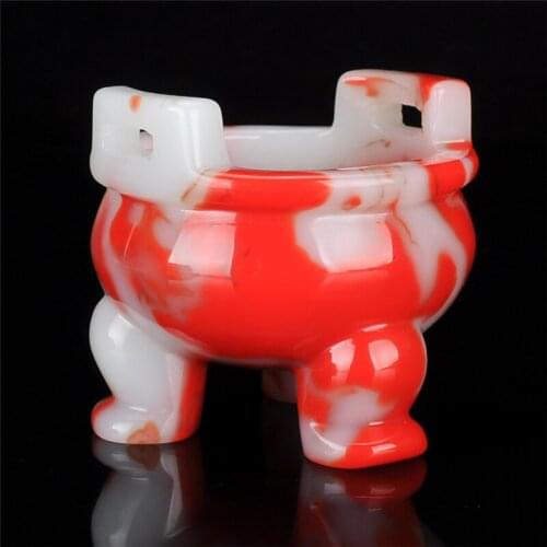 Natural stone small incense burner retro three-legged jade tripod desktop decoration home decoration crafts