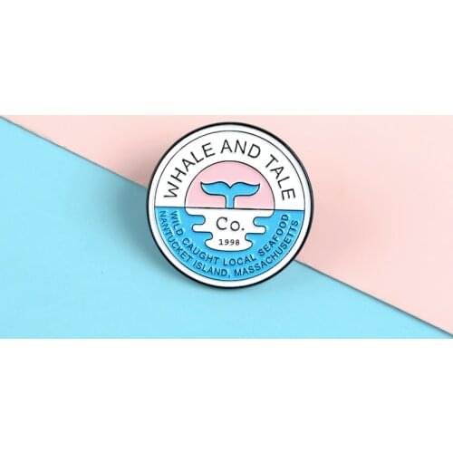 Ocean Whale And Tale Romantic And Lovely Pins Round Badges Fish Tail Female Brooch Clothes Bag Sweety Jewelry For Girls