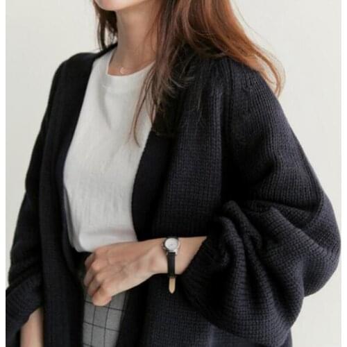 Autumn Chic Women Cardigans Sweater Long Sleeve Loose Girls Knitted Short Coat Causal Solid Korean Tops 2021