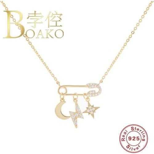 BOAKO Lightning Pendant Clavicle Chain 925 Sterling Silver Necklace For Women 2020 Jewelry Choker Necklace Collare Bijoux Collar