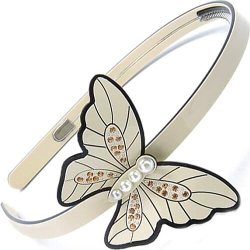 Vintage Hair Bands - Butterfly Headband for Women Girls Pearl Acetate Hair Accessories Jewelry Ornament for Tiara Bridal Wear