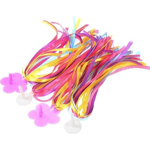 1 Pair Colorful Kids Bike Handlebar Hanging Ribbon Bicycle Grips Tassels Colorful Streamers Accessories For Decor (As Shown)