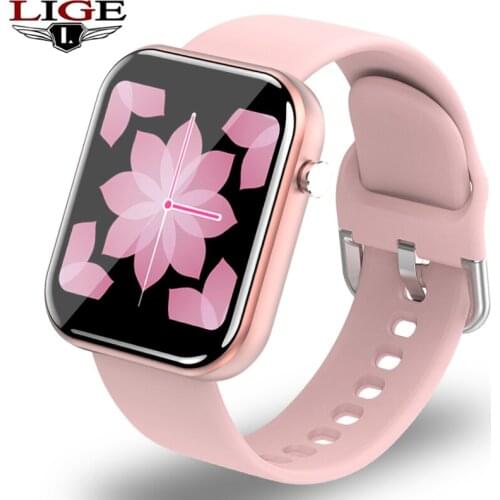 LIGE Women Smart Watch Full Touch Big Screen Heart Rate Blood Pressure Monitor Waterproof SmartWatch Men Women for Android IOS