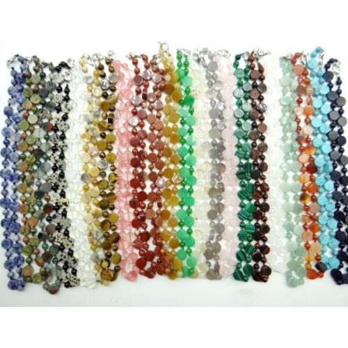 Natural stone mix Quartz crystal Round beads tiger eye Opal Turquoises lapis charm pendant for diy Jewelry making necklace A36