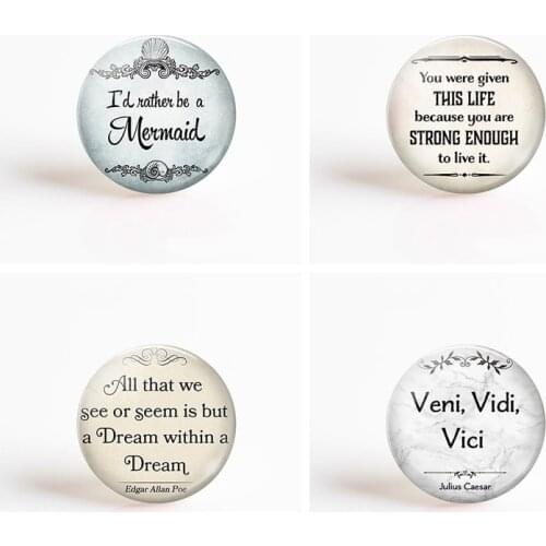 5Pcs/lot Inspirational Quote Letters Print Photo Glass Cabochon Fit 25mm Pendant Base DIY Jewelry Findings Accessories
