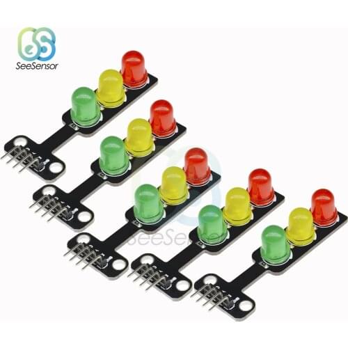 5Pcs Mini 5V Traffic Light LED Display Module for Arduino Red Yellow Green 5mm LED RGB Traffic Light
