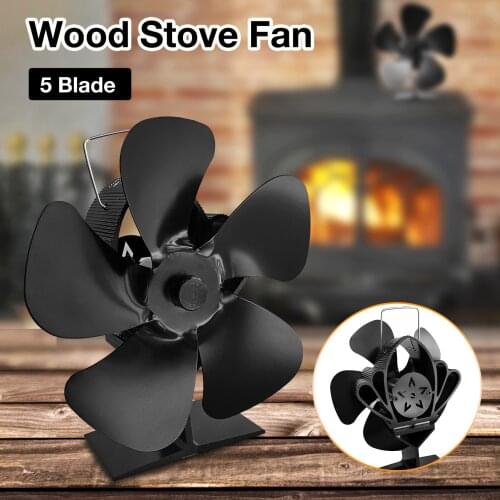 Fireplace Fan 5 Blades Heat Powered Stove Fan Log Wood Burner Eco-fan Quiet Home Fireplace Fan Efficient Heat Distribution Tool