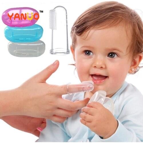Baby Teether Baby Products Baby Finger set Toothbrush Oral Cleaning Infant Soft Silicone Finger Healthy Toothbrush Free Box