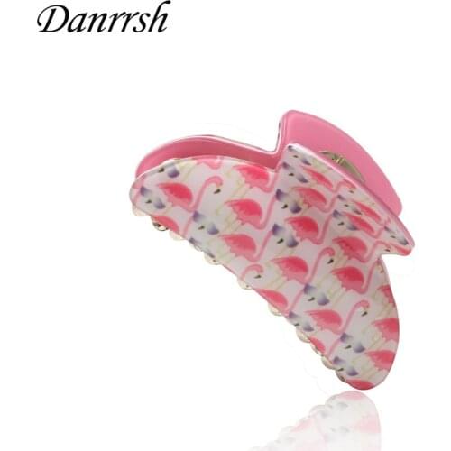 Arcylic Hair Claw Clip Hairpins Flower Flamingo Fruit Dot Crab For Women Girls Hair Accessories Hair clips Medium Size