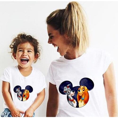 Mickey Lady The Tramp Print Family Matching Clothes Mommy And Me Tshirt Mother And Daughter Matching Family Outfits