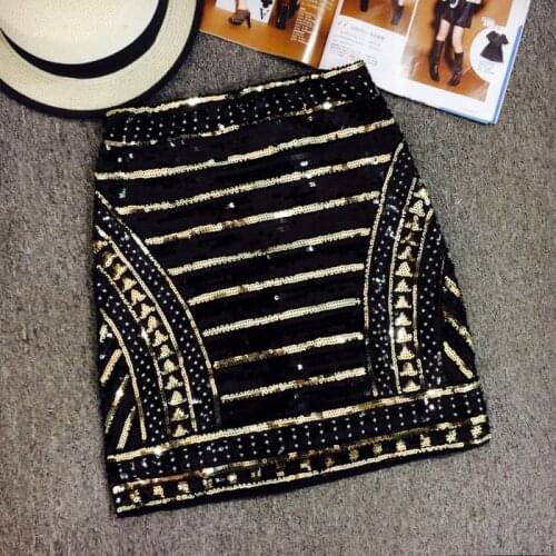 New women high waist a-line royal style pattern paillette sequined shinny bling short plus size skirt party club sexy skirt