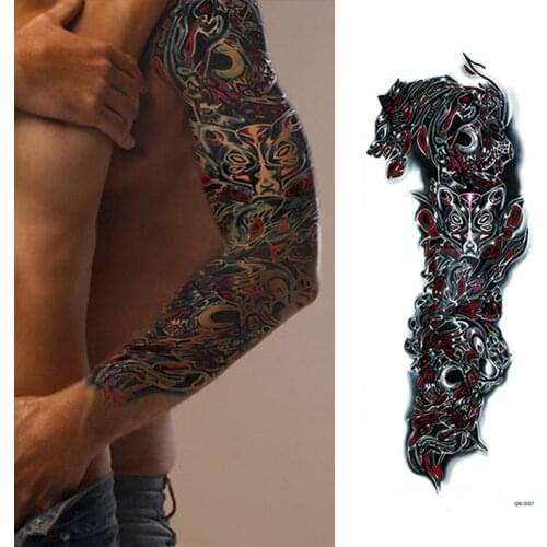 1 Piece Wolf Design Temporary Leg Body Art Water Transfer Tattoo Big Large Full Flower Arm Tattoo Sticker