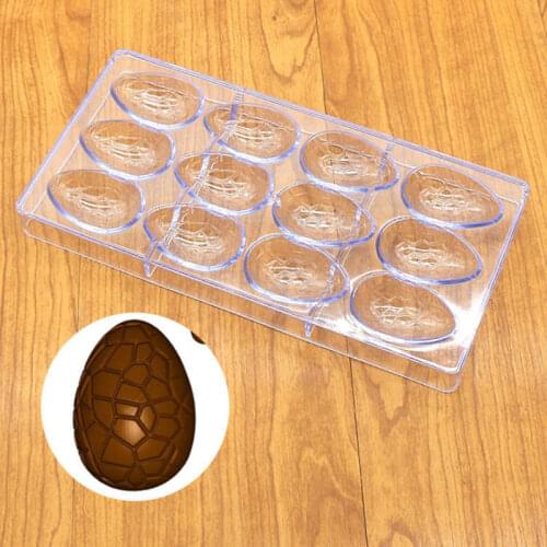 12 Easter Egg Shape Polycarbonate PC Chocolate Mold DIY 3D Lollipop Fondant Candy Cake Molds Kitchen Baking Pastry Tools