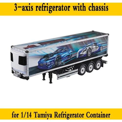 3 Axis 40 Foot Refrigerator Box with Chassis Chassis for 1/14 Tamiya RC Truck Car SCANIA VOLVO MAN TGX Benz Diy