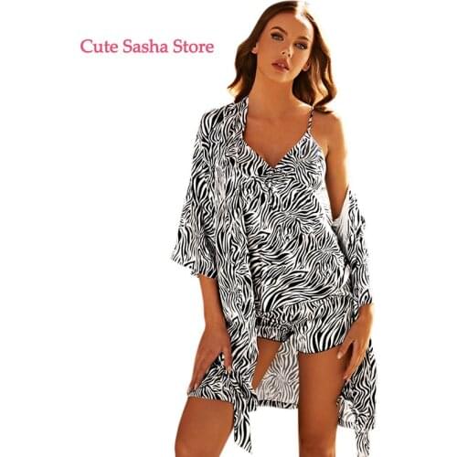 3PCS/Set Women Satin Sexy Lingerie Lace Pajamas Set Elegant Sleeveless Top and Shorts Night Suit Pj Set Underwear Sleepwear