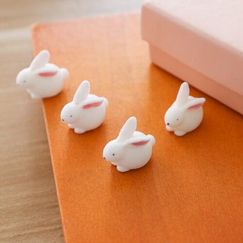 4pcs Japanese rabbit flocking Fashion super cute earrings white rabbit cartoon girl style diy handmade ear jewelry material