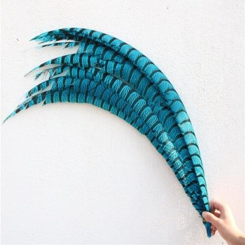 50pcs 32-36inch/80-90CM Lake Blue Pheasant Feathers DIY Celebration Wedding Decoration Accessories plume Feathers For Crafts