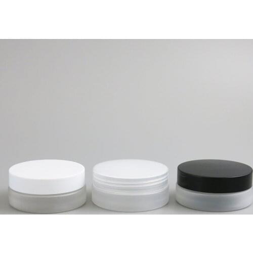 30pcs Frost Clear Plastic Round Jars with Inner Liners and black white clear Lids Empty Cosmetic Containers Cream jars 50g 50ml
