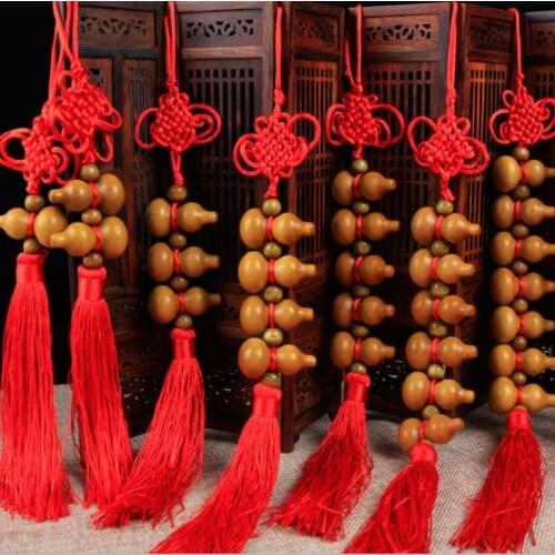 Peach Wood Gourd Evil Spirit Pendant Feng Shui Lucky Furnishing Town House Safe Pendulum Home Decor Decorations for Home