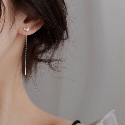 Long Tassel Drop Heart Earrings Silver Gold Color 2021 Fashion Hanging Women Earrings Summer Jewelry Girls Party Gift