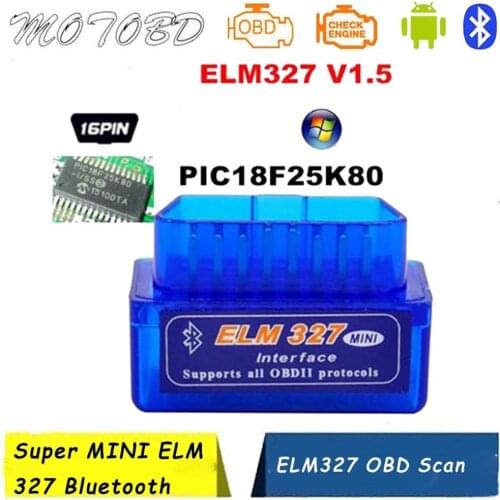 ELM327 V1.5 PIC18F25K80 OBD2 Code Scanner Reader ELM327 1.5 OBD Bluetooth Diagnostic Scan Tool ELM 327 V1.5 Android ATAL & ATPPS