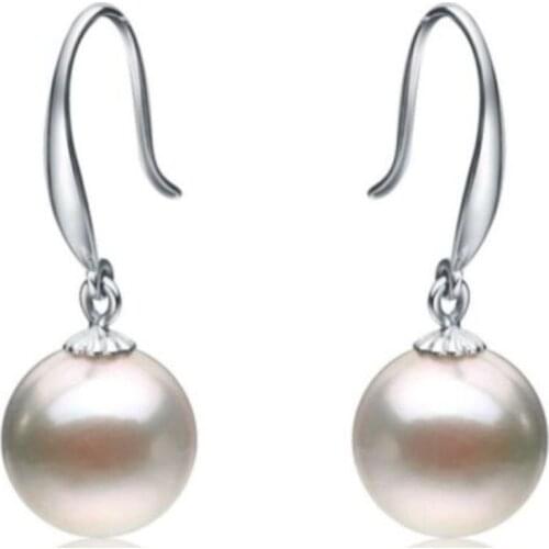 Harming AAA 9-10MM natural south sea white pearl earring