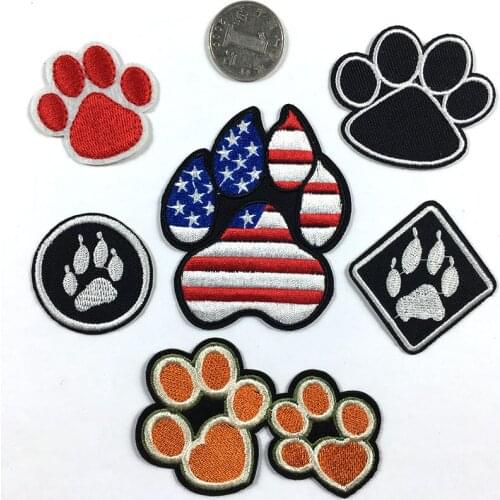 1PC Cute Black Footprint Dog Paw Patch Iron on Embroidered Patches Stickers for Kid T Shirt Coat Hat Shoes 4.2x3.9cm/5.4x4.3cm