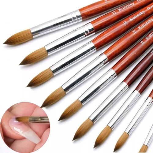 Wood Handle Kolinsky Sable Nail Brush Good Quality Nail Builder UV Gel Carving Pen Acrylic Powder Nail Drawing DIY Tool