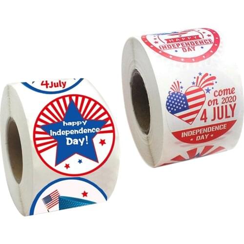 500 Sheets July 4th Sticker Roll Adhesive Tape Party Ornaments Sealing Labels Easy to Remove