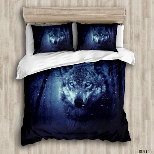 3D double comfortable bedding set 3-piece wolf quilted pillowcase comfortable king bed custom four seasons bedding