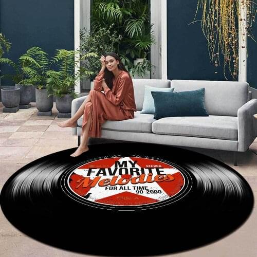 Retro Pentagram vinyl record 3D printed Round Carpets For Living Room Bedroom Large Area Rugs Kids Room Computer Chair Floor Mat