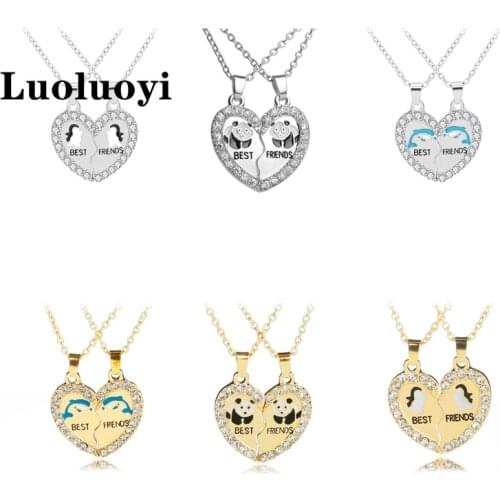 Luoluoyi 2pc/set Best Friends Chains BFF Necklace Friendship Necklace for Girls Birthday Gifts Chain Necklaces Jewelry