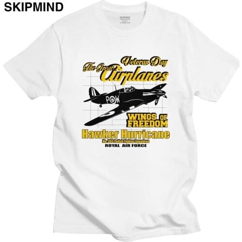 Fashion Raf The Great Airplanes T Shirts Men 100% Cotton Hawker Hurricane Tee Tops Round Collar Short Sleeve Graphic Tshirt Gift