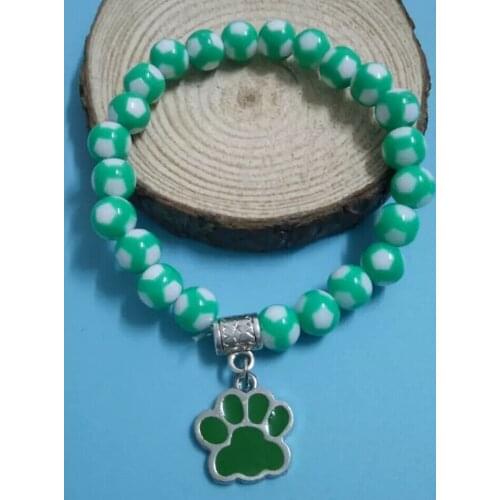 Vogue Jewelry Cat/Dog Paw Pendant Multi Football Beaded Protection Spiritual Stretchy Bracelets&Bangle Jewelry