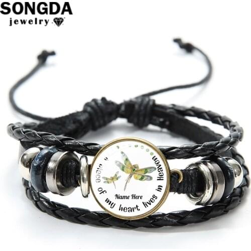 SONGDA Dragonfly-Still-Talks Men Leather Bracelet Multi-Layer Weaving Bangle Womens Jewelry Valentines Day Gift Love Couple