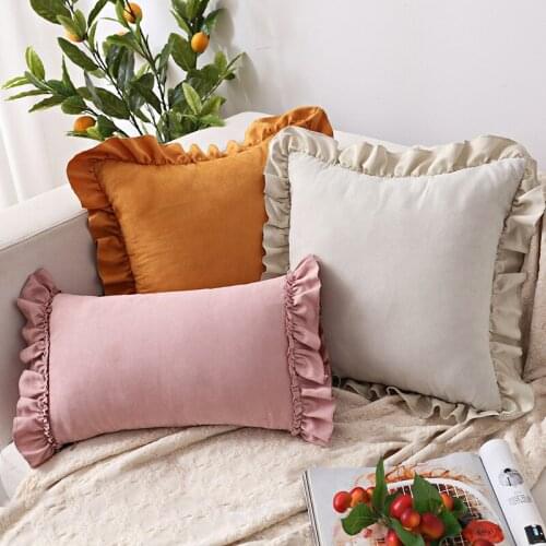 Soft Suede Cushion Cover Lotus Leaf Pillowcase Bedroom Home Sofa Decorative Pillowcase 30X50Cm/45X45Cm