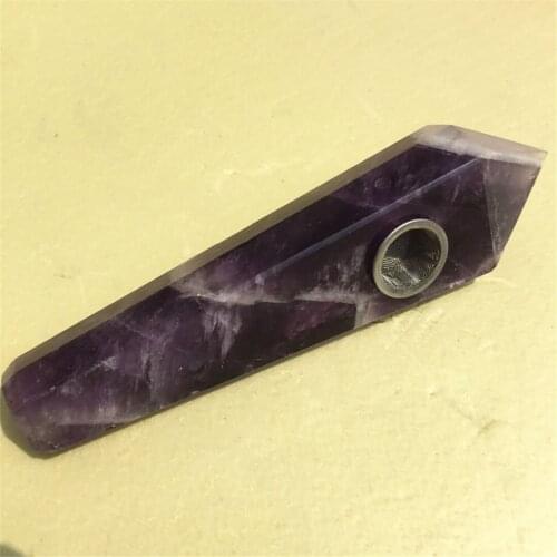 Natural Dream Amethyst Wand Smoking Pipe Quartz Crystal Tobacco Pipe With Filter And Brush
