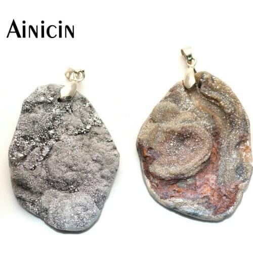 5pcs Natural Drusy Crystal Mushroom Druzy Free Form Pendants DIY Jewelry Making Materials