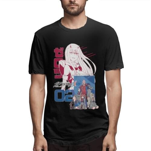 Zero Two Hero Style Darling In The Franxx Aesthetic Anime T Shirt Short Sleeve T Shirt Men Cotton Tees Streetwear Harajuku