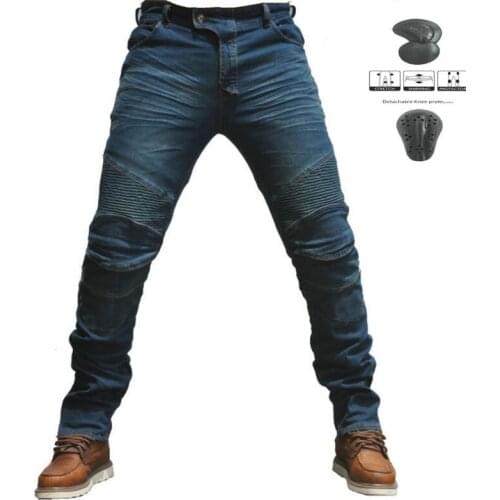 New Men and women riding jeans Motorcycle riding anti-fall pants Outdoor cycling Pants with knee pads