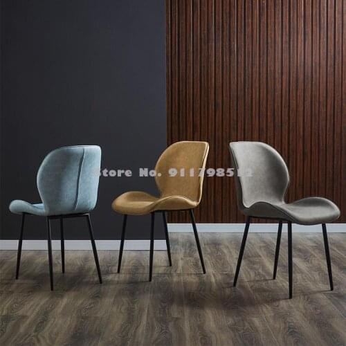 Dining chair home restaurant leather stool Nordic modern minimalist backrest net red desk makeup iron light luxury dining table